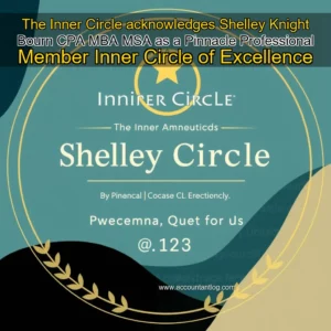 Artistic representation for The Inner Circle acknowledges Shelley Knight Bourn CPA MBA MSA as a Pinnacle Professional Member Inner Circle of Excellence