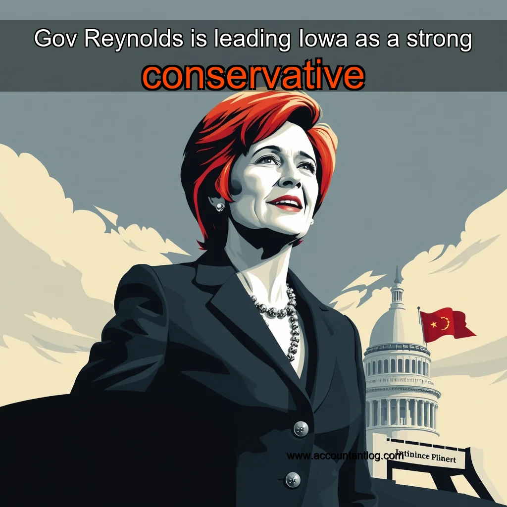 Artistic representation for Gov Reynolds is leading Iowa as a strong conservative