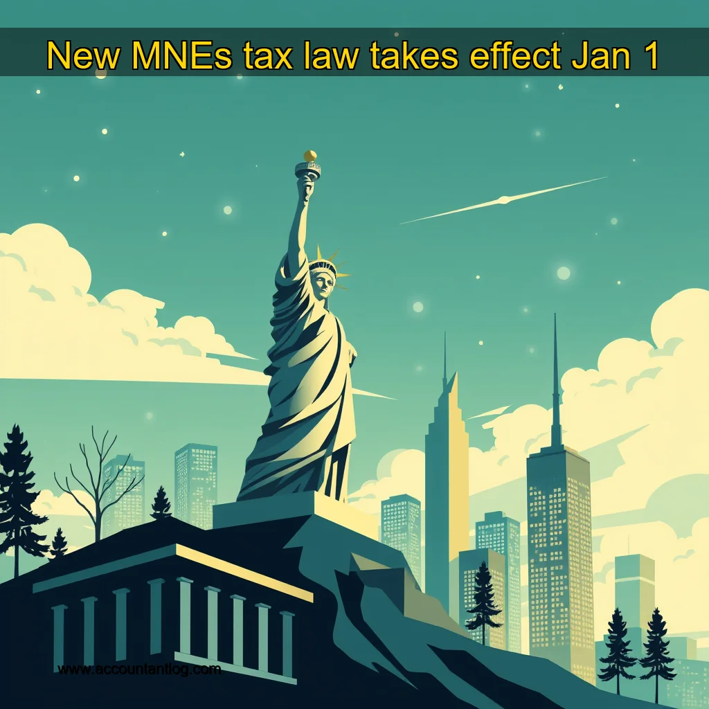 Artistic representation for New MNEs tax law takes effect Jan 1