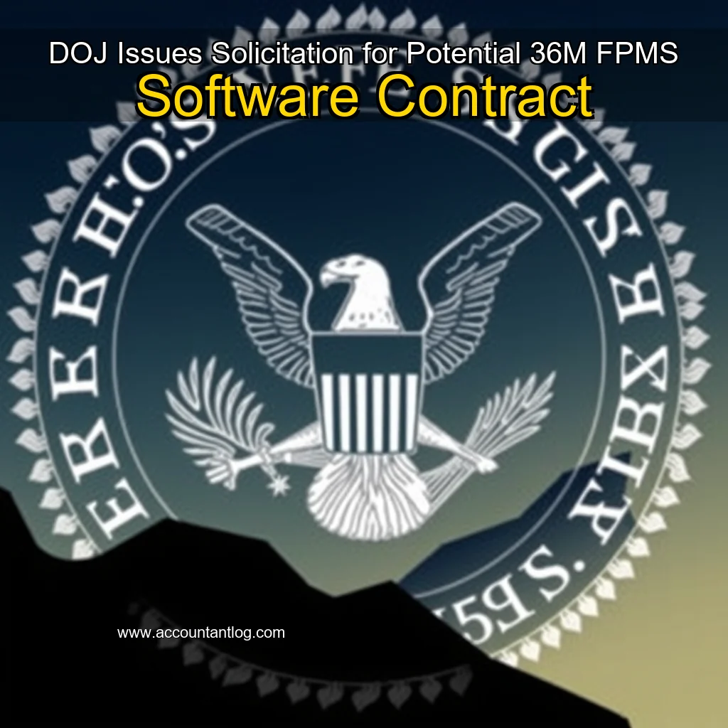 Artistic representation for DOJ Issues Solicitation for Potential 36M FPMS Software Contract