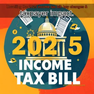 Artistic representation for Unveiling the 2025 income tax bill: key changes & taxpayer impact.