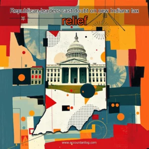 Artistic representation for Republican leaders cast doubt on new Indiana tax relief