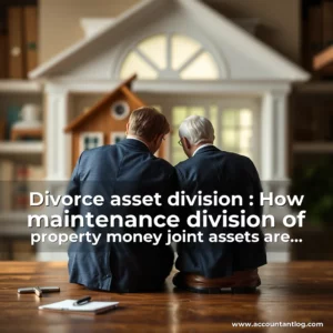 Artistic representation for Divorce asset division : How maintenance division of property money joint assets are taxed
