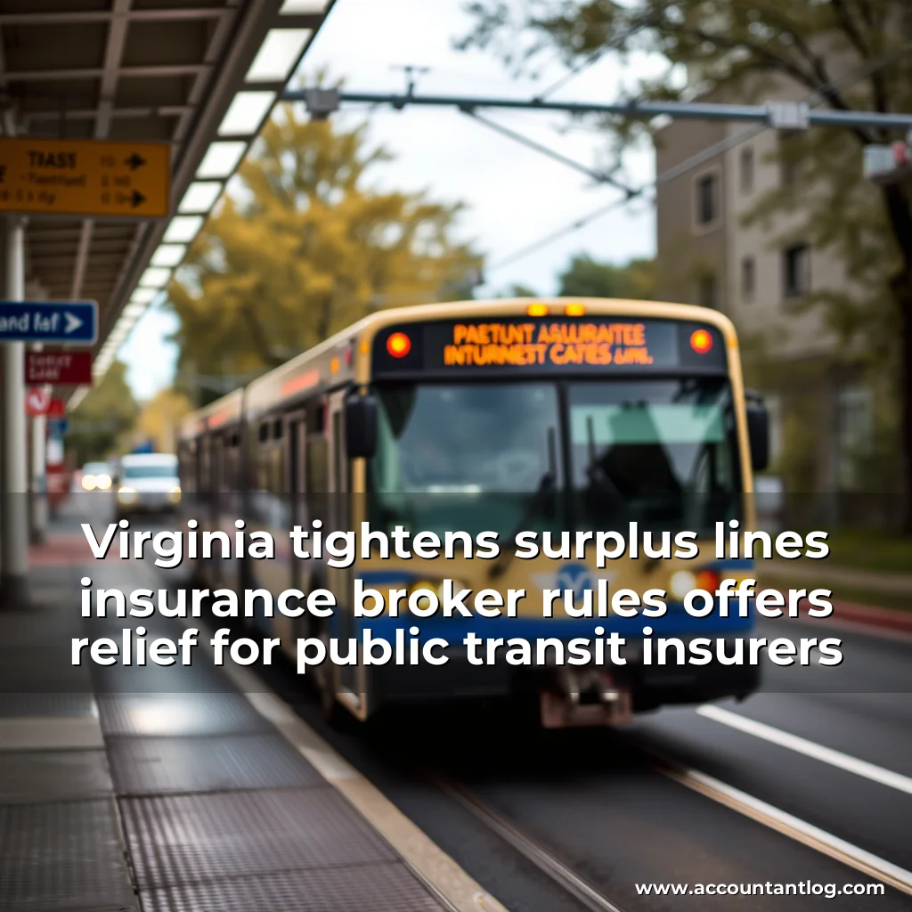 Artistic representation for Virginia tightens surplus lines insurance broker rules offers relief for public transit insurers