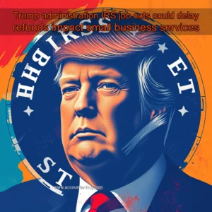 Artistic representation for Trump administration IRS job cuts could delay refunds impact small business services