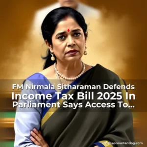 Artistic representation for FM Nirmala Sitharaman Defends Income Tax Bill 2025 In Parliament Says Access To Whatsapp Messages Helped Uncover 200 Crore Tax Evasion
