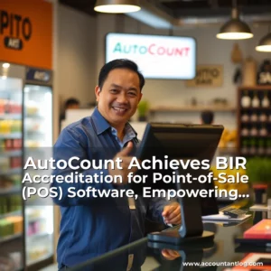 Artistic representation for AutoCount Achieves BIR Accreditation for Point-of-Sale (POS) Software, Empowering Philippine SMEs