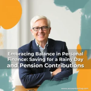 Artistic representation for Embracing Balance in Personal Finance: Saving for a Rainy Day and Pension Contributions