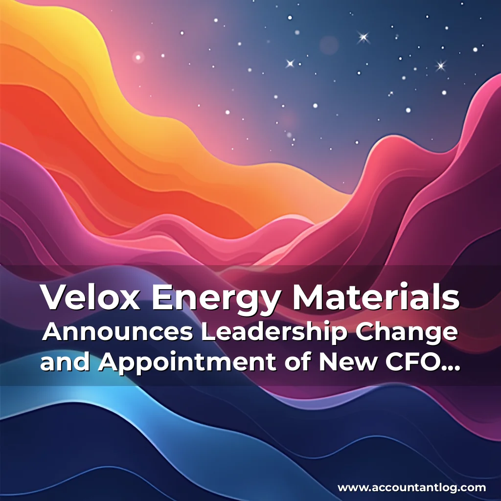 Artistic representation for Velox Energy Materials Announces Leadership Change and Appointment of New CFO and Corporate Secretary