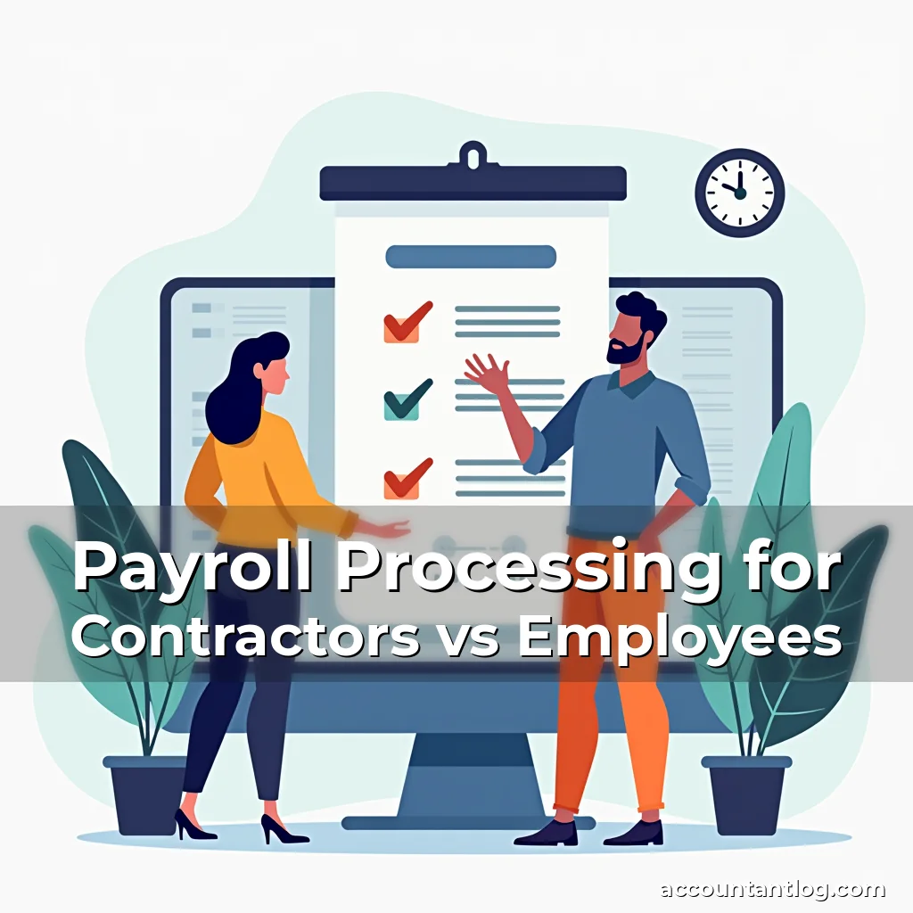 Artistic representation for Payroll Processing for Contractors vs Employees